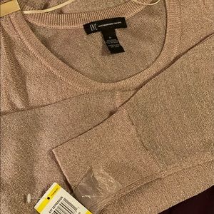 Beautiful Peach INC Light Sweater, Open Shoulders, Gold Embellishments Size Med